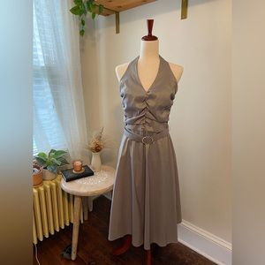 Donna Rico Mint/Silvery Belted Halter Evening Dress, Size 10